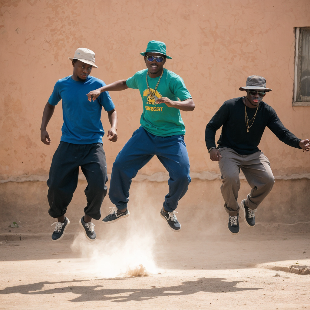 three men dancing pantsula